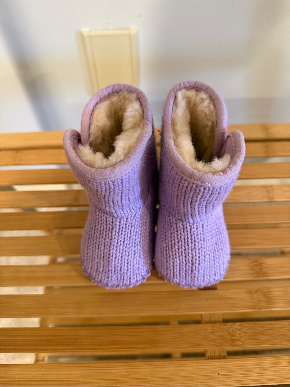 UGG Lavender Knit Infant Booties with Shearling Lining